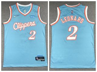 Nike L.A. Clippers 2 Kawhi Leonard Basketball Jersey Light Blue 75th Anniversary Edition