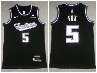 Nike Sacramento Kings 5 DeAaron Fox Basketball Jersey Black 75th Anniversary Edition
