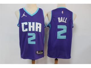 Jordan New Orleans Hornets 2 Lamelo Ball Basketball Jersey purple 75th Anniversary Edition
