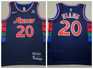 Nike Philadelphia 76ers 20 Georges Niang Basketball Jersey Black 75th Anniversary Edition