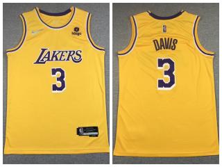 Nike Los Angeles Lakers 3 Anthony Davis Basketball Jersey Yellow 75th Anniversary Edition