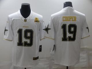 Dallas Cowboys 19 Amari Cooper Football Jersey White Gold word Retro