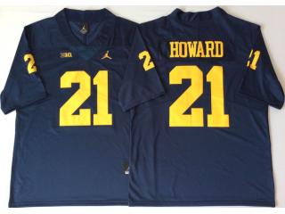 New Jordan Brand Michigan Wolverines 21 Desmond Howard College Football Jerseys Navy Blue