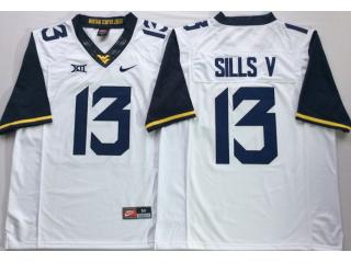 West Virginia Mountaineers 13 David Sills V Football Jersey White