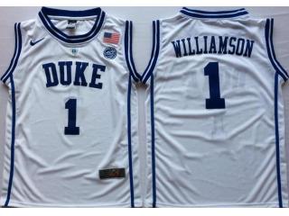 Duke Blue Devils 1 Zion Williamson College Basketball Jersey White