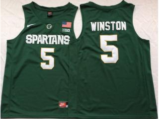 Michigan State Spartans 5 Cassius Winston College Basketball Jersey Green