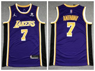Jordan Los Angeles Lakers 7 Carmelo Anthony Basketball Jersey purple 75th Anniversary Edition