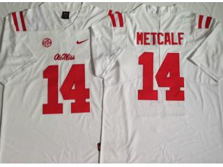 Ole Miss Rebels 14 D.K. Metcalf College Football Jersey White