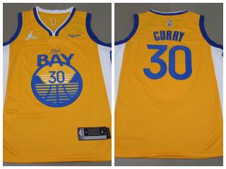 Jordan Golden State Warrior 30 Stephen Curry Basketball Jersey Yellow 75th Anniversary Edition