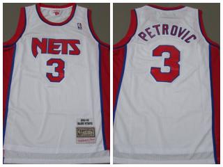 Brooklyn Nets 3 Drazen Petrovic Basketball Jersey White Retro