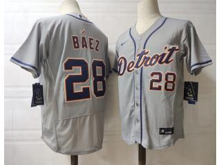 Nike Detroit Tigers 28 Javi Baez Baseball Jersey Gray