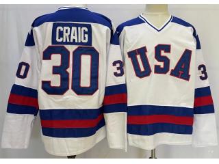Classic USA 30 Craig Ice Hockey Jersey White