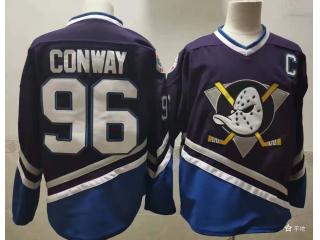 Classic Anaheim Ducks 96 Charlie Conway Ice Hockey Jersey purple