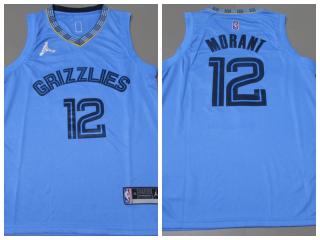 Jordan Memphis Grizzlies 12 Ja Morant Basketball Jersey Blue 75th Anniversary Edition