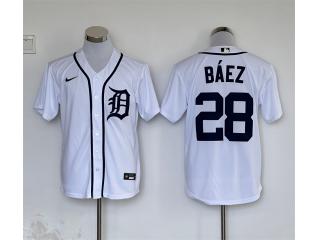 Nike Detroit Tigers 28 Javi Baez Baseball Jersey White