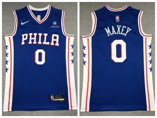 Nike Philadelphia 76ers 0 Tyrese Maxey Basketball Jersey Blue 75th Anniversary Edition