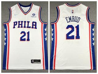 Nike Philadelphia 76ers 21 Joel Embiid Basketball Jersey White 75th Anniversary Edition