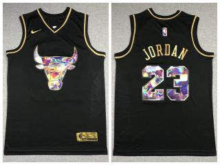 Nike Chicago Bulls 23 Michael Jordan Basketball Jersey Diamond Black Gold