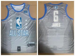 All star Jordan Los Angeles Lakers 6 LeBron James Basketball Jersey Gray