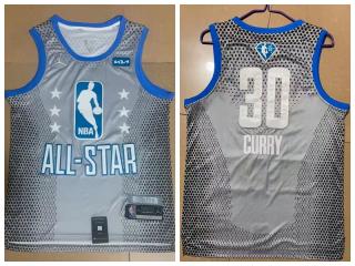 All star Jordan Golden State Warrior 30 Stephen Curry Basketball Jersey Gray