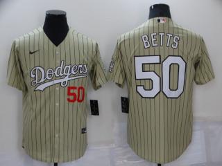 Nike Los Angeles Dodgers 50 Mookie Betts Baseball Jersey Beige