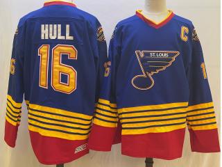 St. Louis Blues 16 Brett Hull Ice Hockey Jersey Red Retro