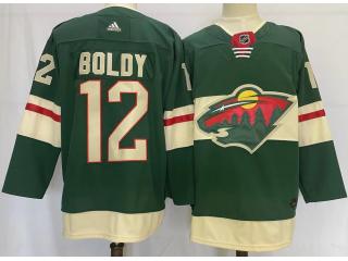 Adidas Minnesota Wild 12 Matthew Boldy Ice Hockey Jersey Green