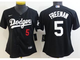 Women Nike Los Angeles Dodgers 5 Freddie Freeman Baseball Jersey Black