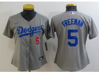Women Nike Los Angeles Dodgers 5 Freddie Freeman Baseball Jersey Gray