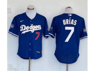 Nike Los Angeles Dodgers 7 Julio Urias Baseball Jersey Blue Five crown Edition