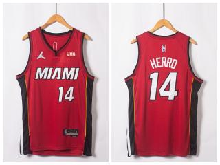 Jordan Miami Heat 14 Tyler Herro Basketball Jersey red 75th Anniversary Edition