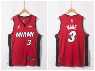 Jordan Miami Heat 3 Dwyane Wade Basketball Jersey red 75th Anniversary Edition