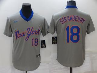 Nike New York Mets 18 Darryl Strawberry Baseball Jersey Gray Retro