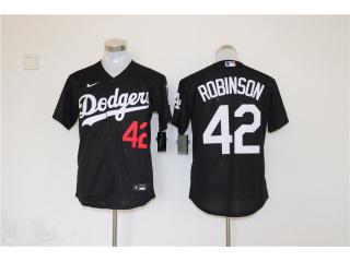 Nike Los Angeles Dodgers 42 Jackie Robinson Baseball Jersey Black Fans