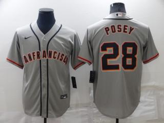 Nike San Francisco Giants 28 Buster Posey Baseball Jersey Gray