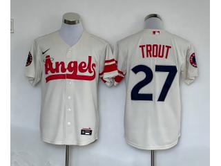 Nike Los Angeles Angeles 27 Mike Trout Baseball Jersey Beige City Edition