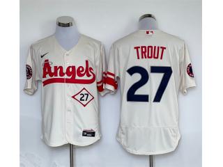Nike Los Angeles Angeles 27 Mike Trout Flexbase Baseball Jersey Beige City Edition