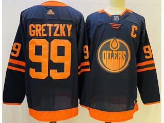 Adidas Classic Edmonton Oilers 99 Wayne Gretzky Ice Hockey Jersey Deep Blue