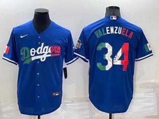 Nike Los Angeles Dodgers 34 Fernando Valenzuela Baseball Jersey Blue