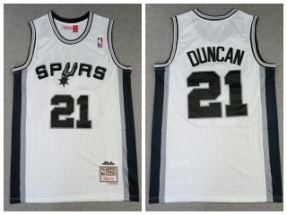 San Antonio Spurs 21 Tim Duncan Basketball Jersey White Retro