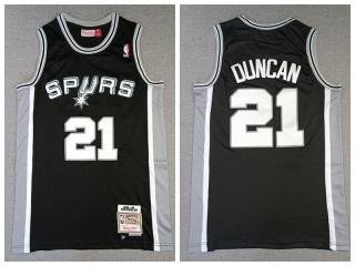 San Antonio Spurs 21 Tim Duncan Basketball Jersey Black Retro