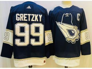 Adidas Edmonton Oilers 99 Wayne Gretzky Ice Hockey Jersey Navy Blue