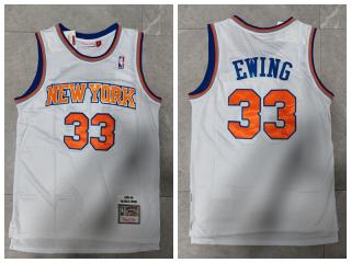 New York Knicks 33 Patrick Ewing Basketball Jersey White Retro