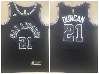 Nike San Antonio Spurs 21 Tim Duncan Basketball Jersey Black Retro