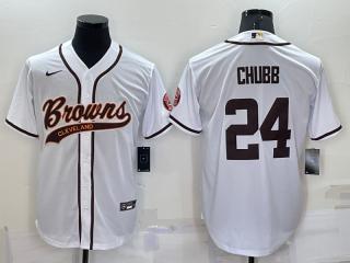 Cleveland Browns 24 Nick Chubb Baseball Jersey Legend White