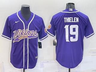 Minnesota Vikings 19 Adam Thielen Baseball Jersey Legend Purple