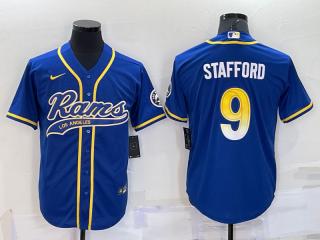 St. Louis Rams 9 Matthew Stafford Baseball Jersey Legend Blue
