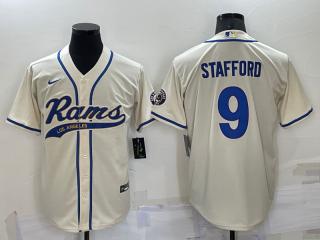 St. Louis Rams 9 Matthew Stafford Baseball Jersey Beige