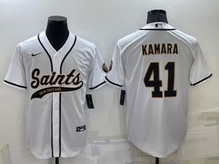 New Orleans Saints 41 Alvin Kamara Baseball Jersey White