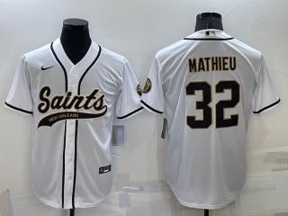 New Orleans Saints 32 Tyrann Mathieu Baseball Jersey White